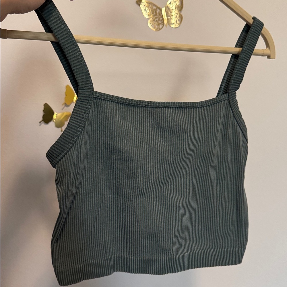 Ribbed Green Crop Top
